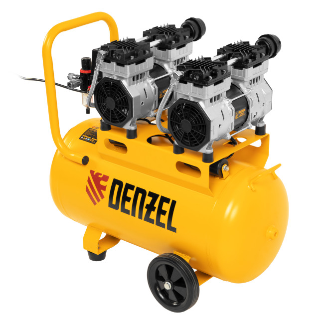 Компрессор безмасляный, малошумный DLS 1500/50, 1500 ВТ, 2x750, 50 л, 260 л/мин Denzel в Красноярске