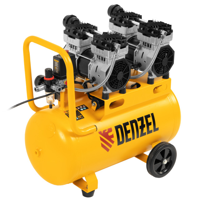 Компрессор безмасляный, малошумный DLS 1500/50, 1500 ВТ, 2x750, 50 л, 260 л/мин Denzel в Красноярске