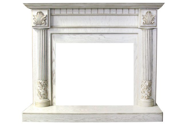 Каминокомплект Rodos - Белый дуб, патина золото с очагом Dioramic 33 LED FX в Красноярске Каминокомплект Rodos - Белый дуб, патина золото с очагом Dioramic 33 LED FX в Красноярске