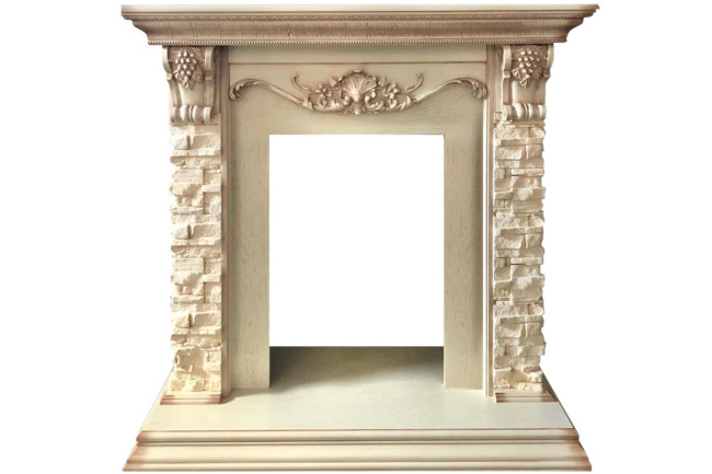 Каминокомплект Adriana - Cлоновая кость с очагом Fobos FX Brass в Красноярске