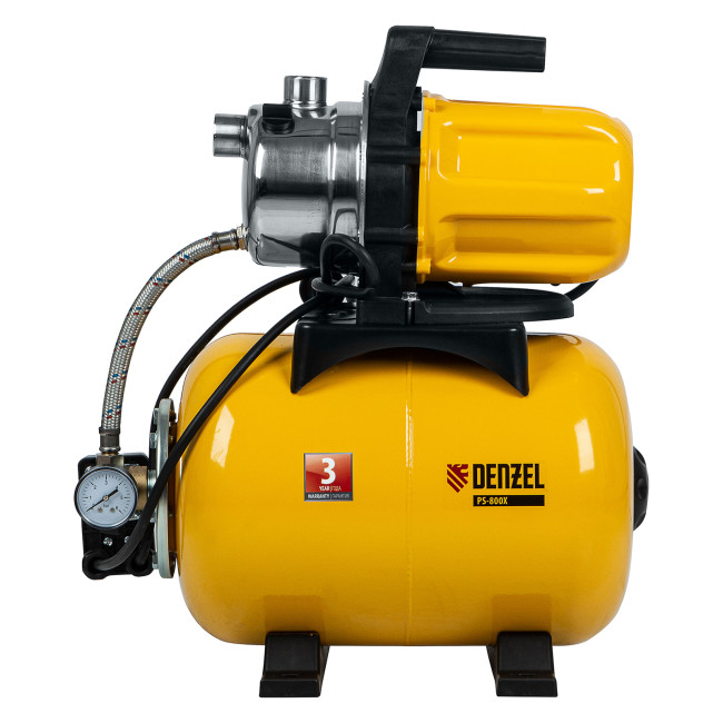 Насосная станция PS800X, 800 Вт, 3200 л/ч, ресивер 24 л, подъем 38 м, нержавейка Denzel в Красноярске