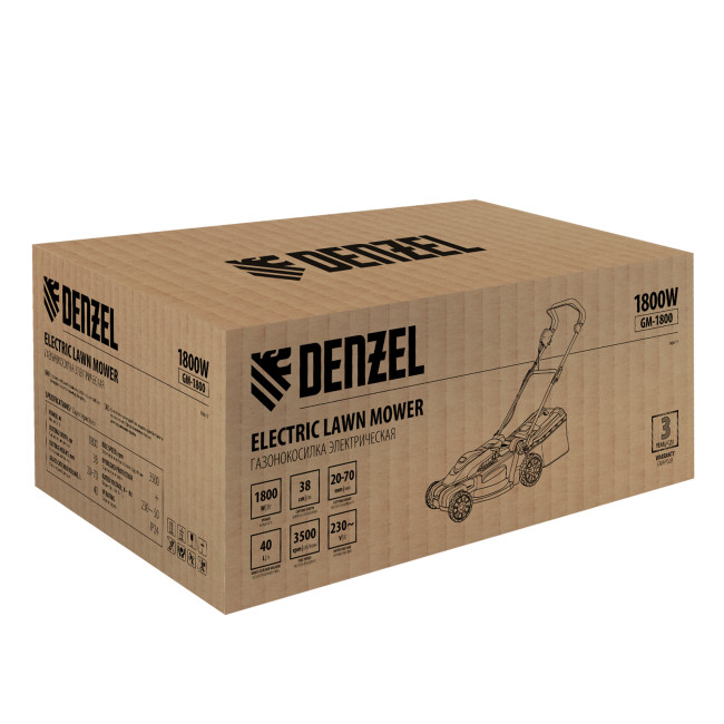 Газонокосилка электрическая GM-1800, 1800 Вт, шир. 38 см, 6 уров., травосб. 40 л. Denzel в Красноярске Газонокосилка электрическая GM-1800, 1800 Вт, шир. 38 см, 6 уров., травосб. 40 л. Denzel в Красноярске