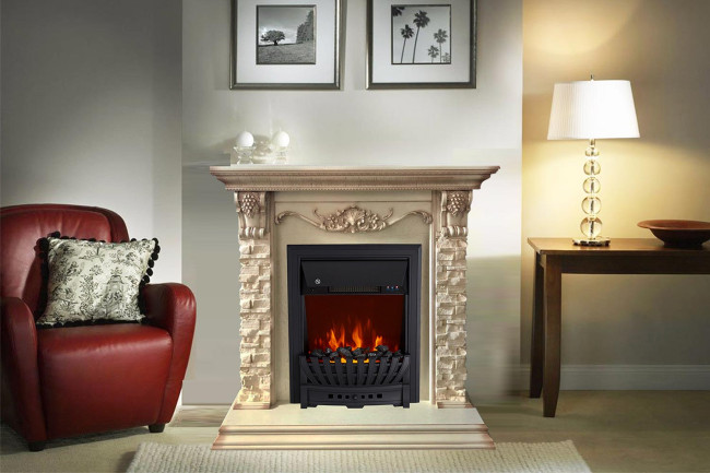Каминокомплект Adriana - Cлоновая кость с очагом Fobos FX M Black RC в Красноярске