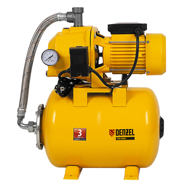 Насосная станция эжекторная PSD800C, 800 Вт, 2400 л/ч, ресивер 24 л, всасывание 20 м Denzel в Красноярске