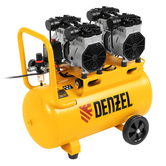 Компрессор безмасляный, малошумный DLS 2200/50, 2200 Вт, 2x1100, 50 л, 380 л/мин Denzel в Красноярске