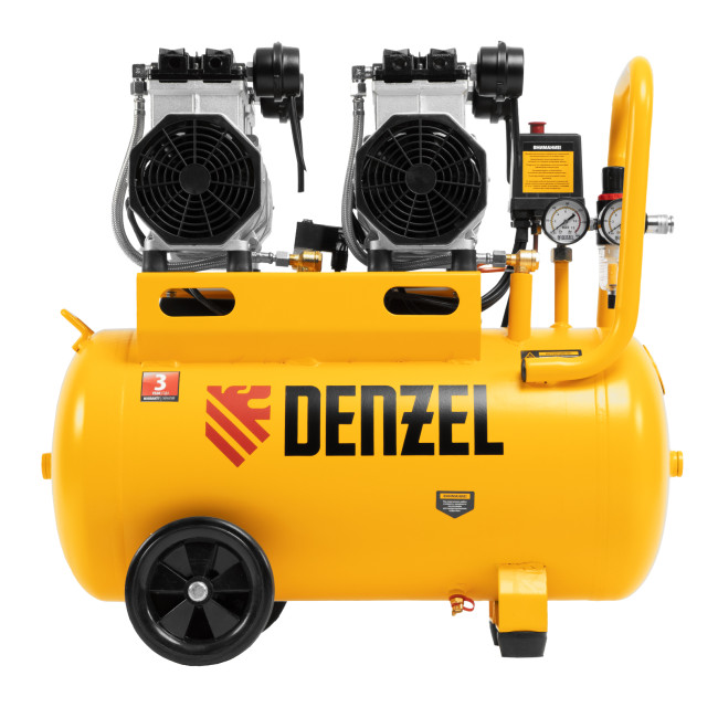 Компрессор безмасляный, малошумный DLS 2200/50, 2200 Вт, 2x1100, 50 л, 380 л/мин Denzel в Красноярске