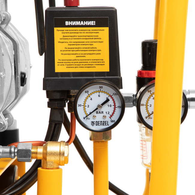 Компрессор безмасляный, малошумный DLS 2200/50, 2200 Вт, 2x1100, 50 л, 380 л/мин Denzel в Красноярске