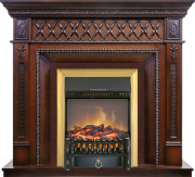 Каминокомплект Alexandria - махагон коричневый антик с очагом Fobos FX M Brass