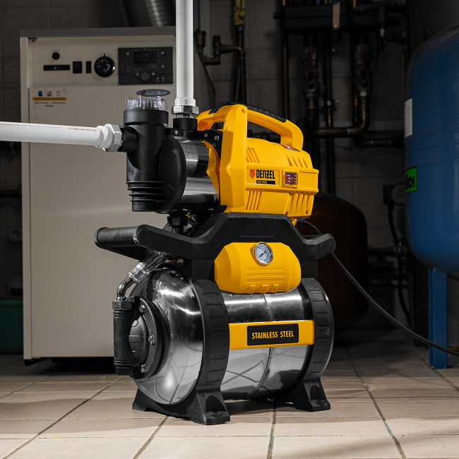 Насосная станция PSХ950X, Х-Pro, 950 Вт, 3300 л/ч, ресивер 24 л, подъем 38 м, нержавейка Denzel в Красноярске