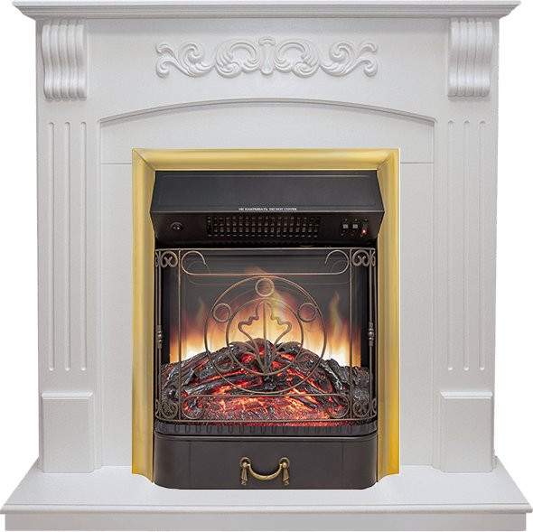 Каминокомплект Sorrento угловой - Белый дуб с очагом Majestic FX M Brass в Красноярске