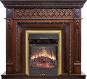 Каминокомплект Alexandria - махагон коричневый антик с очагом Majestic FX M Brass