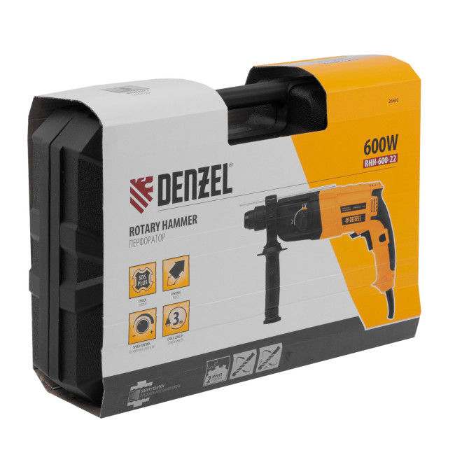 Перфоратор электрический RHH-600-22, SDS-plus, 600 Вт, 2,5 Дж, 2 реж. Denzel в Красноярске