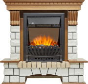 Каминокомплект Pierre Luxe - Дуб / Белый с очагом Aspen Black Каминокомплект Pierre Luxe - Дуб / Белый с очагом Aspen Black