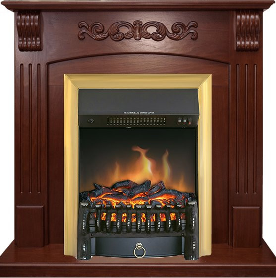 Каминокомплект Sorrento угловой - Орех с очагом Fobos FX Brass в Красноярске