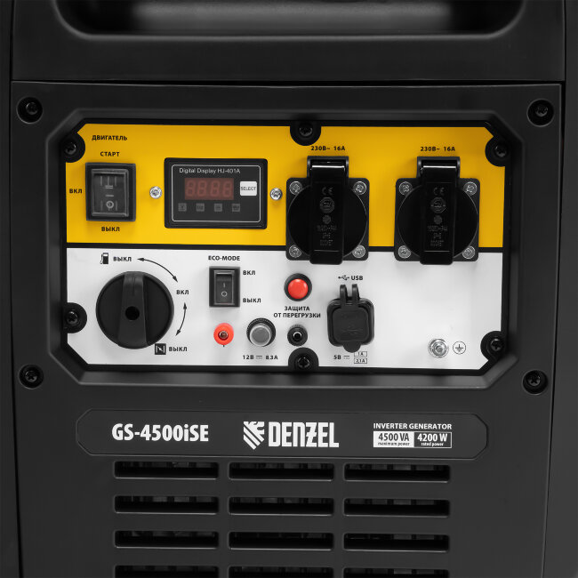 Генератор инверторный GS-4500iSE, 4,5 кВт, 230 В, закрытый корпус, электростартер Denzel в Красноярске