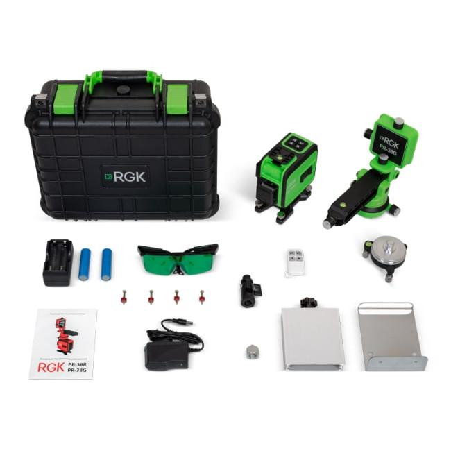 Комплект: лазерный уровень RGK PR-38G + штанга-упор RGK CG-2 в Красноярске