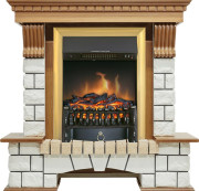 Каминокомплект Pierre Luxe - Дуб / Белый с очагом Fobos FX Brass Каминокомплект Pierre Luxe - Дуб / Белый с очагом Fobos FX Brass