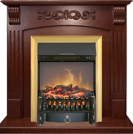 Каминокомплект Sorrento угловой - Орех с очагом Fobos FX M Brass в Красноярске