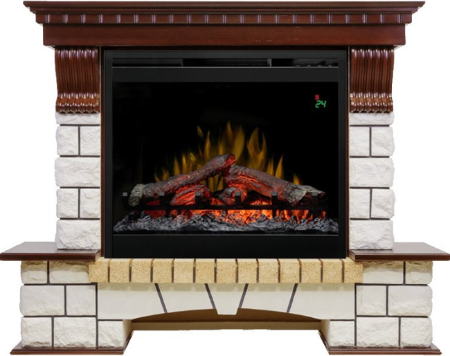 Каминокомплект Pierre Luxe - Темный дуб / Белый с очагом Symphony 26'' DF2624L-INT в Красноярске