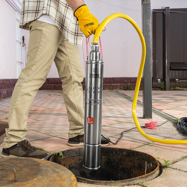 Скважинный насос DWS-4-150, винтовой, диаметр 4", 1300 Вт, 2000 л/ч, напор 150 м Denzel в Красноярске