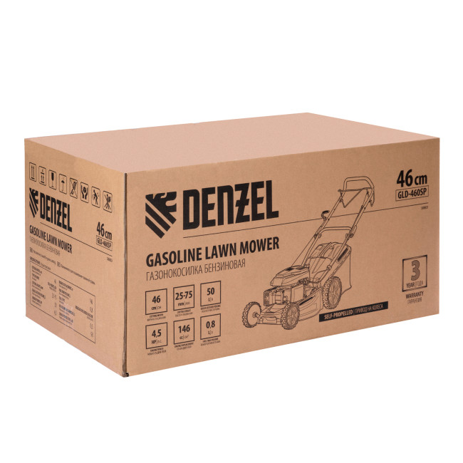 Газонокосилка бензиновая GLD-460SP, 146 куб.см, ширина 46 см, привод 7 уровней, травосборник 50 л Denzel в Красноярске Газонокосилка бензиновая GLD-460SP, 146 куб.см, ширина 46 см, привод 7 уровней, травосборник 50 л Denzel в Красноярске