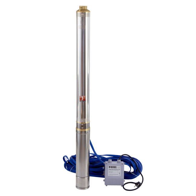 Скважинный насос DWC-4-140, центробежный, диаметр 4", 2000 Вт, 6000 л/ч, напор 140 м Denzel в Красноярске