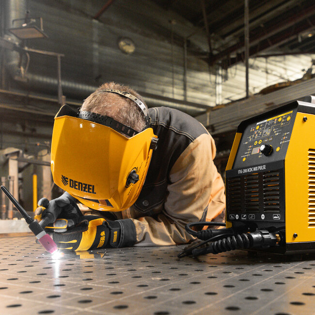 Аппарат инвертор. аргонодуговой сварки ITIG-200 ACDC Mix Pulse, 200 А, ПВ 60% Denzel в Красноярске