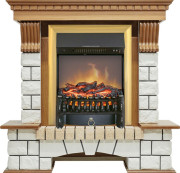 Каминокомплект Pierre Luxe - Дуб / Белый с очагом Fobos FX M Brass Каминокомплект Pierre Luxe - Дуб / Белый с очагом Fobos FX M Brass