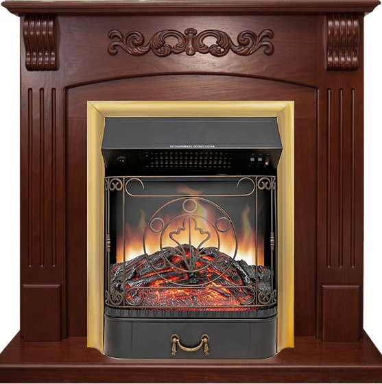 Каминокомплект Sorrento угловой - Орех с очагом Majestic FX Brass в Красноярске