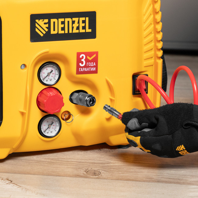 Компрессор воздушный DL1300, 10 бар, 1,3 кВт 180 л/мин 5 л, с набором аксессуаров Denzel в Красноярске
