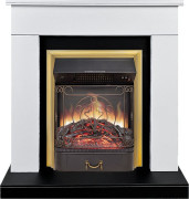 Каминокомплект Bergen (Разборный) - Белый с черным (Ширина 900 мм) с очагом Majestic FX M Brass