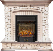 Каминокомплект Preston - Белый/Слоновая кость с патиной с очагом Majestic FX M Black RC