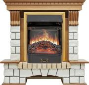 Каминокомплект Pierre Luxe - Дуб / Белый с очагом Majestic FX Brass Каминокомплект Pierre Luxe - Дуб / Белый с очагом Majestic FX Brass