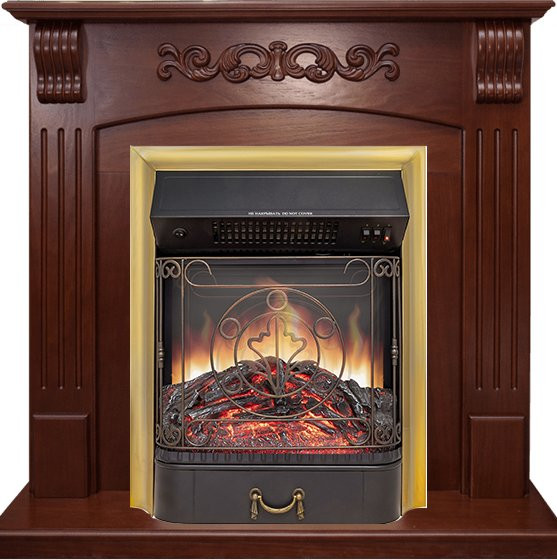 Каминокомплект Sorrento угловой - Орех с очагом Majestic FX M Brass в Красноярске