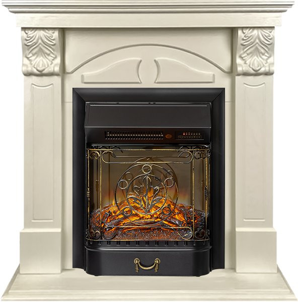 Каминокомплект Dublin (деревянный) RUSTIC (Разборный) - Слоновая кость с очагом Majestic FX M Black RC в Красноярске