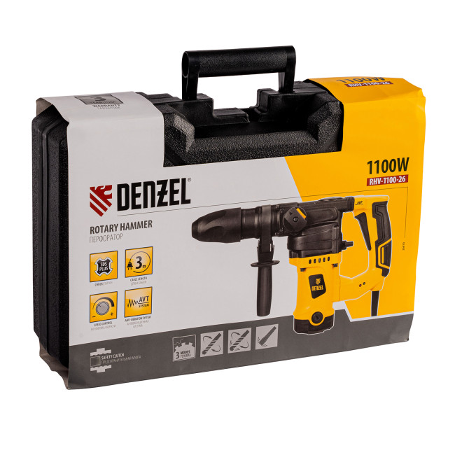 Перфоратор электрический RHV-1100-26, SDS-plus, 1100 Вт, 4 Дж, 3 режима Denzel в Красноярске