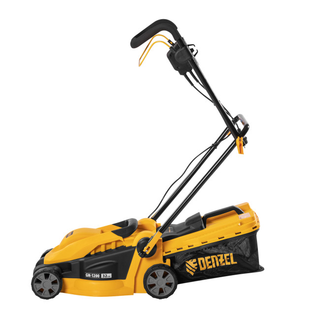 Газонокосилка электрическая GM-1200, 1200 Вт, ширина 32 см, 3 уровня, травосборник 25 л. Denzel в Красноярске Газонокосилка электрическая GM-1200, 1200 Вт, ширина 32 см, 3 уровня, травосборник 25 л. Denzel в Красноярске