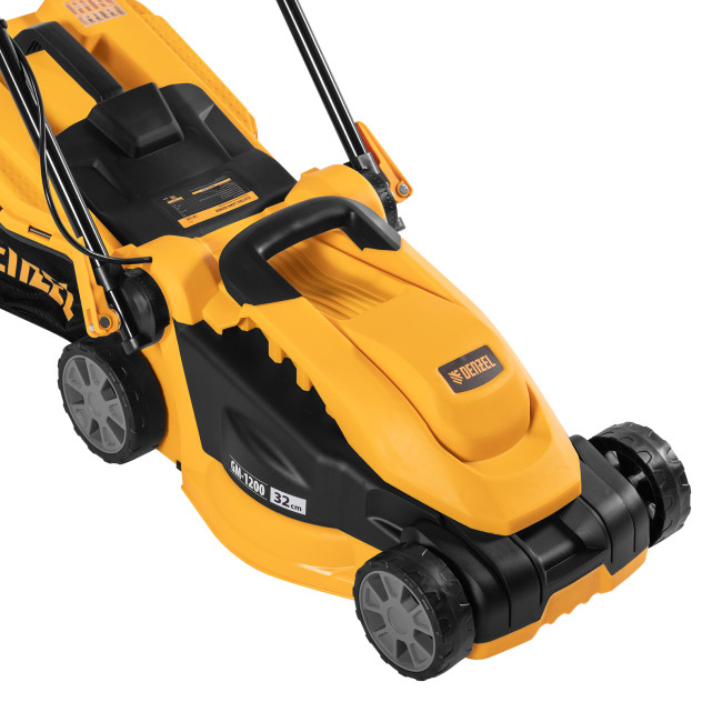 Газонокосилка электрическая GM-1200, 1200 Вт, ширина 32 см, 3 уровня, травосборник 25 л. Denzel в Красноярске Газонокосилка электрическая GM-1200, 1200 Вт, ширина 32 см, 3 уровня, травосборник 25 л. Denzel в Красноярске