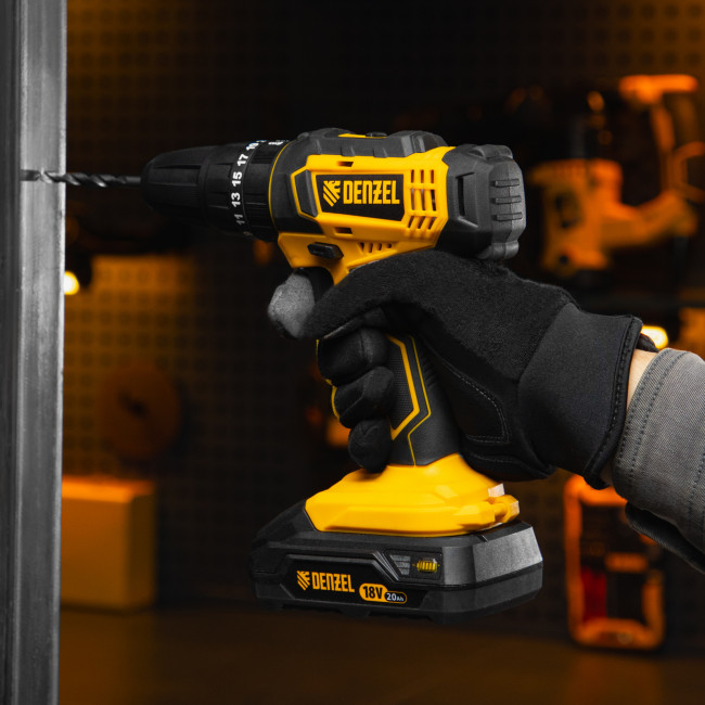 Дрель-шуруповерт аккумуляторная ударная CID-18-0, Li-Ion, 18 В Denzel в Красноярске