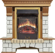 Каминокомплект Pierre Luxe - Дуб / Белый с очагом Majestic FX M Brass Каминокомплект Pierre Luxe - Дуб / Белый с очагом Majestic FX M Brass