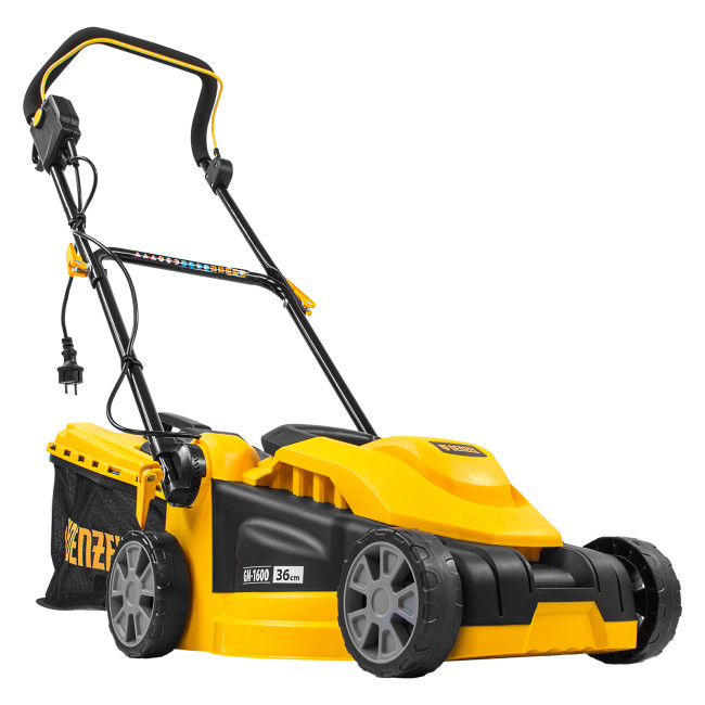 Газонокосилка электрическая GM-1600, 1600 Вт, ширина 36 см, 3 уровя, травосборник 35 л. Denzel в Красноярске Газонокосилка электрическая GM-1600, 1600 Вт, ширина 36 см, 3 уровя, травосборник 35 л. Denzel в Красноярске