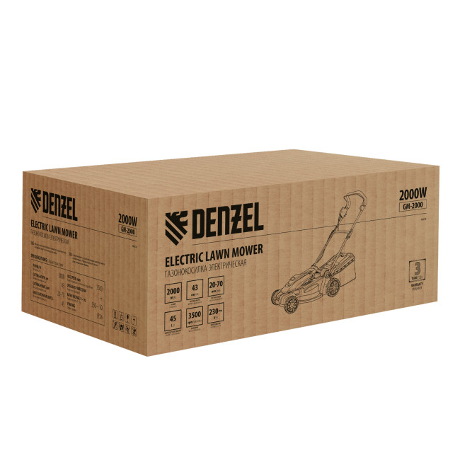 Газонокосилка электрическая GM-2000, 2000 Вт, ширина 43 см, 6 уровней, травосборник 45 л. Denzel в Красноярске Газонокосилка электрическая GM-2000, 2000 Вт, ширина 43 см, 6 уровней, травосборник 45 л. Denzel в Красноярске