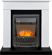 Каминокомплект Bergen (Разборный) - Белый с черным (Ширина 900 мм) с очагом Aspen Black