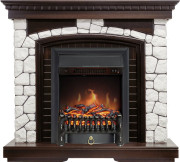 Каминокомплект Glasgow - Темный дуб / Белый с очагом Fobos FX Black Каминокомплект Glasgow - Темный дуб / Белый с очагом Fobos FX Black