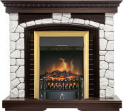 Каминокомплект Glasgow - Темный дуб / Белый с очагом Fobos FX Brass Каминокомплект Glasgow - Темный дуб / Белый с очагом Fobos FX Brass