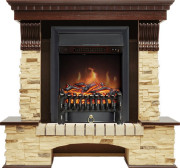 Каминокомплект Pierre Luxe угловой - Темный дуб / Сланец с очагом Fobos FX Black Каминокомплект Pierre Luxe угловой - Темный дуб / Сланец с очагом Fobos FX Black