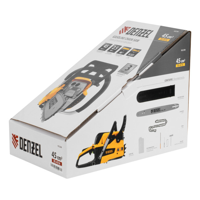 Пила цепная бензиновая DS-4516, шина 40 см, 45 см3, 2,5 л.с, шаг 0,325, паз 1,5 мм, 64 звена Denzel в Красноярске