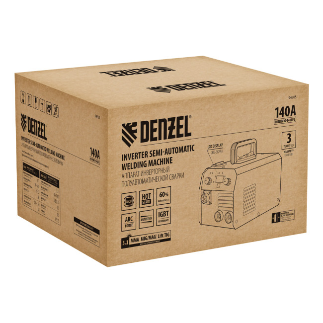 Аппарат инвертор. полуавтомат. сварки Mini MIG-140LFG, 140 А, ПВ 60%// Denzel в Красноярске