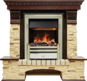 Каминокомплект Pierre Luxe - Темный дуб / Сланец (Высота 1005мм) с очагом Cavendish