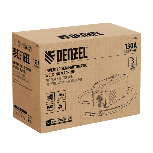 Аппарат инвертор. полуавтомат. сварки Mini MIG-135, 130 А, ПВ 60%// Denzel в Красноярске Аппарат инвертор. полуавтомат. сварки Mini MIG-135, 130 А, ПВ 60%// Denzel в Красноярске